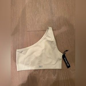 Set Active Small Cream One Shoulder Bra. ⚡️✨